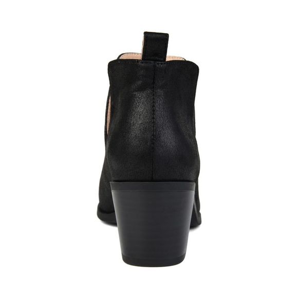JOURNEE COLLECTION Womens Black Deep V  Lola Almond Block Heel Slip On Booties 9